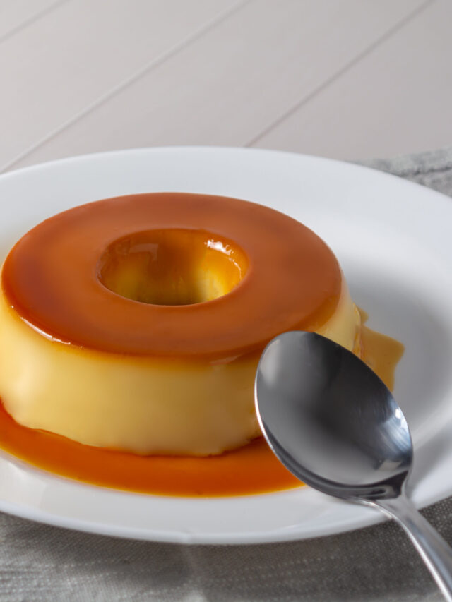 pudim de leite, also known as flan or milk pudding, isolated on